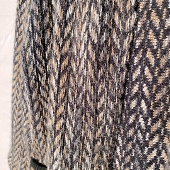Vintage D’Allairds Brown Black Herringbone Acrylic Mohair  Wool Blend Cardigan S - Picture 6 of 10